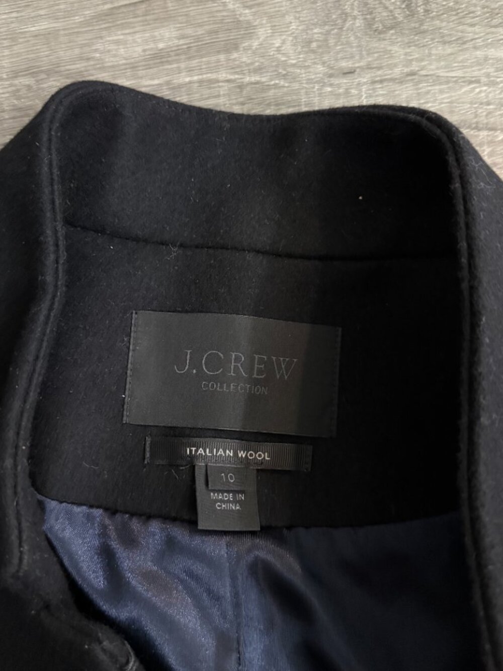 J. Crew Collection Embellished Italian Wool Dark Blue Cocoon Coat Size 10 - Picture 4 of 7